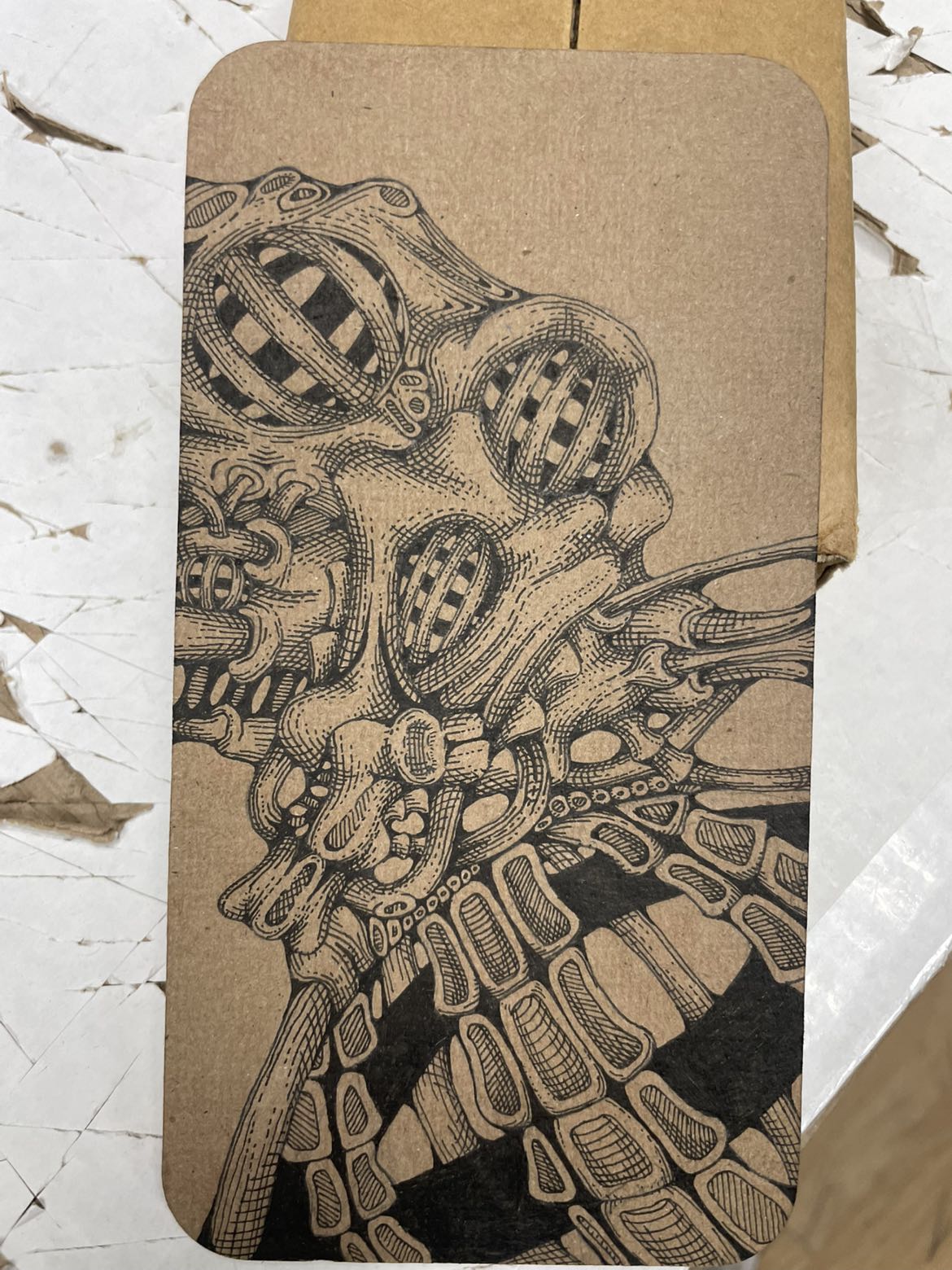 Abstract Ink on Cardboard